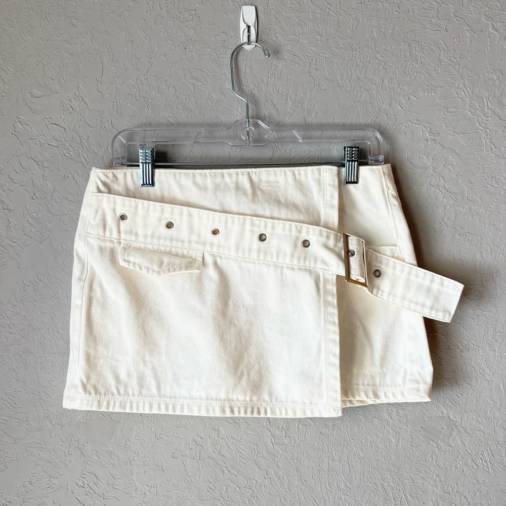Princess Polly White Buckle Low Rise Mini Skirt
